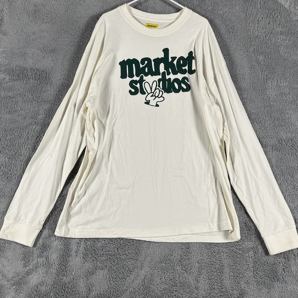 Market Long Sleeve Tee Men's XXL Ivory Market Studios Peace Hand